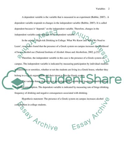 Dependent and Independent Variables