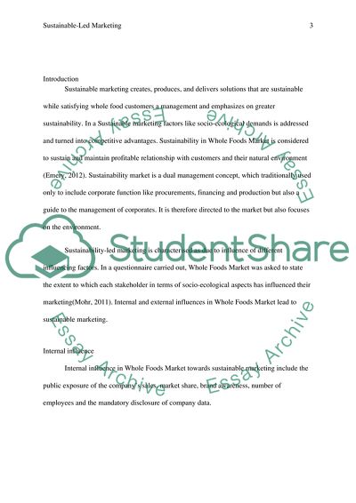 Sustainability-Led Marketing in Whole Foods Market