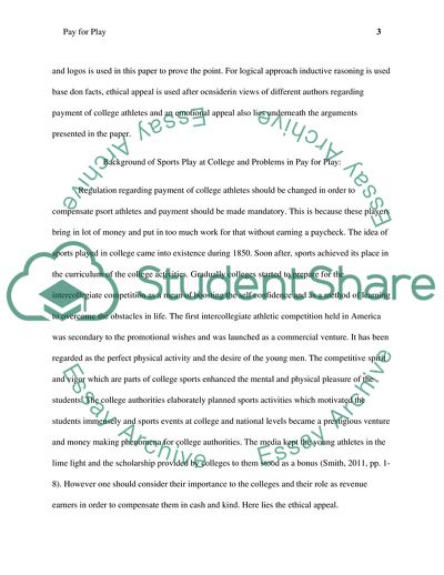Background of Sports Play at College and Problems in Pay for Play