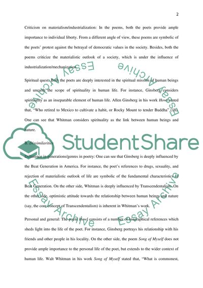 Poems by Allen Ginsberg and Walt Whitman