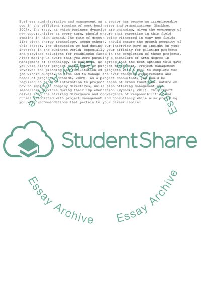 A Bachelors of Arts Degree in Management of Technology