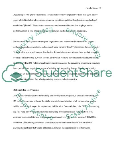 International Marketing Training Program