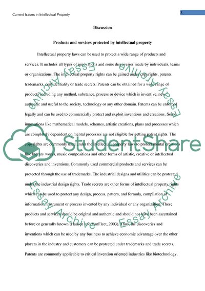 Current Issues in Intellectual Property