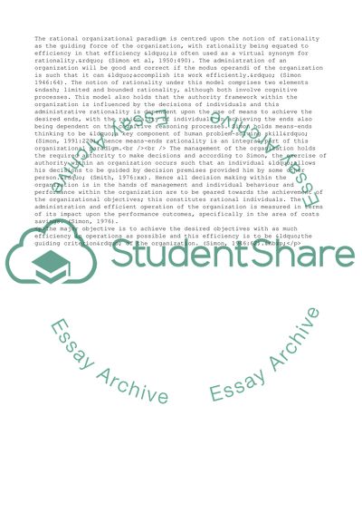 Open and Rational Organizational Paradigms