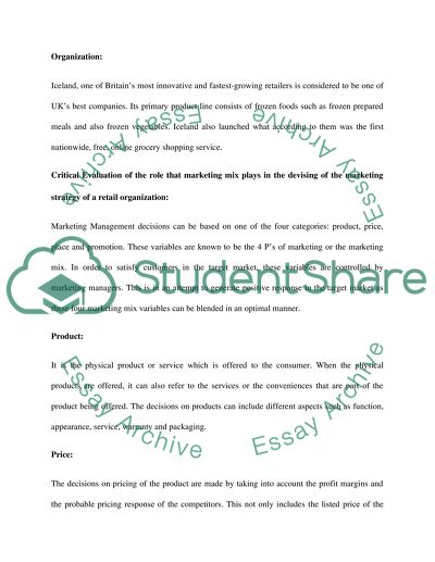 International Retail Marketing of Iceland Foods