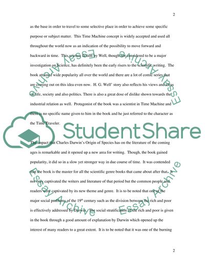 The Victorian era. Darwins The Origin of Species and The Time Machine by H. G. Well