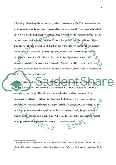 Doctrine of the Supremacy of Parliament in the Modern United Kingdom