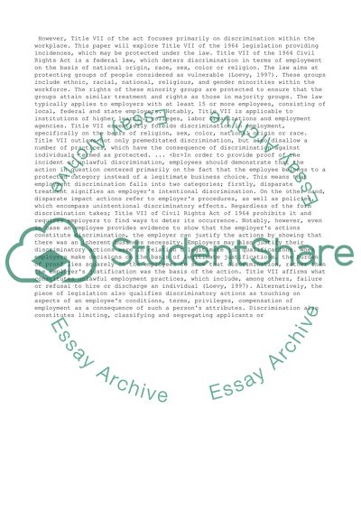 The Analysis of the 1964 Civil Rights Act