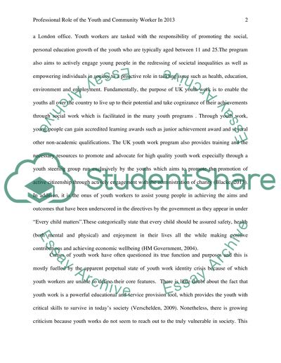 Professional Role of the Youth and Community Worker