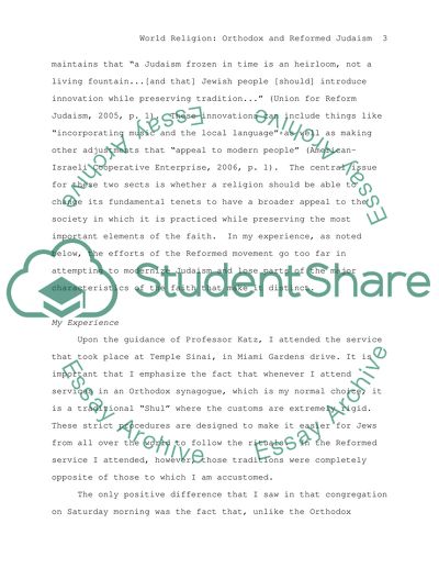 World Religion: Orthodox and Reformed Judaism