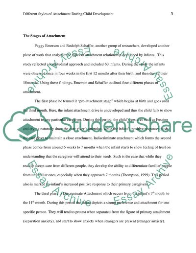 Different Styles of Attachment during Child Development
