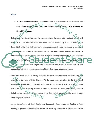 Misplace for Affections for Sexual Harassment