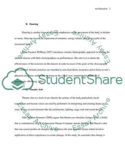 Art Education: The Four Areas of Emphasis