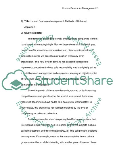 Human Resources Management: Methods of Unbiased Appraisals