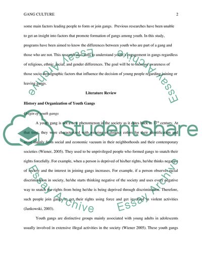 Socio-Demographic Factors of Gang Culture
