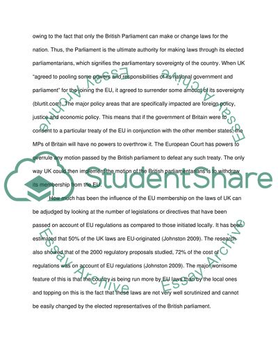 Impact of EU membership on UK Law