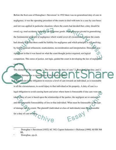 Public Policy: Impose Duty Of Care In Negligence