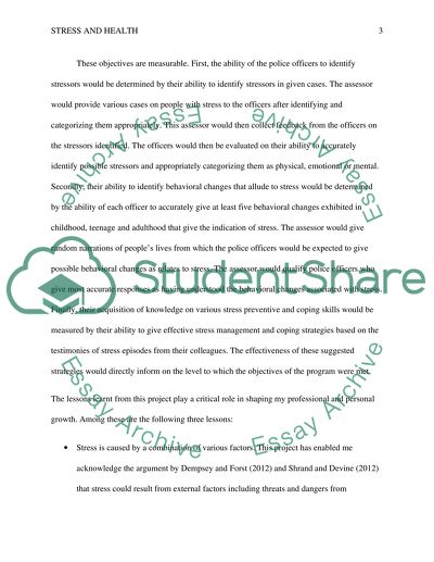 Stress and Health: Project Summary