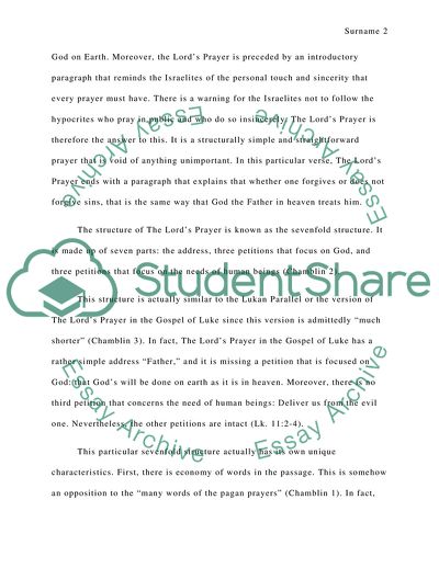 Exegesis of The Lords Prayer