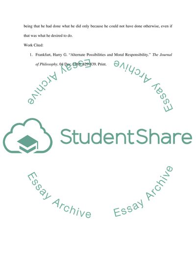 Alternate Possibilities and Moral Responsibility