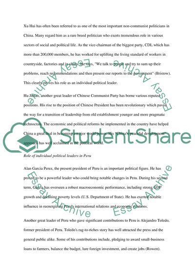 Role and Impact of Political Parties and Leaders in China and Peru