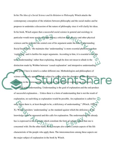 Peter Winchs The Idea of a Social Science and Its Relation to Philosophy