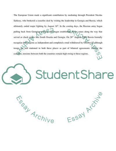 The Conflict between Georgia and Russia about Republics of South Ossetia and Abkhazia