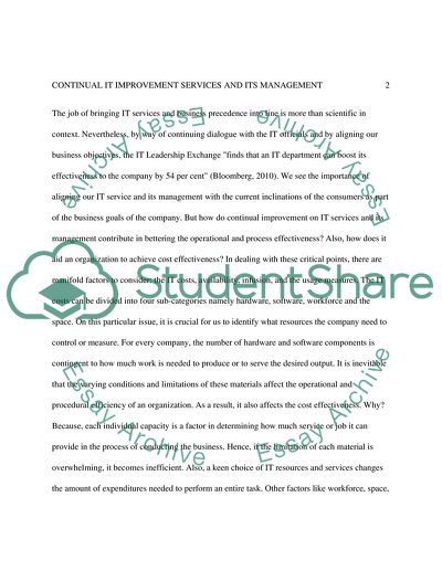 Continual IT Improvement Services and Its Management