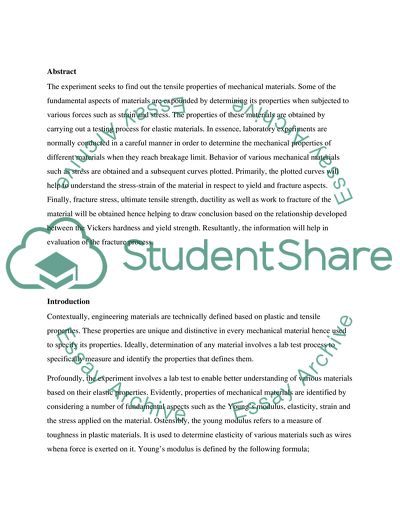 Elastic/Plastic Tensile Properties Materials