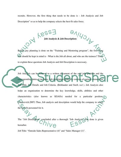 Training and Mentoring Program