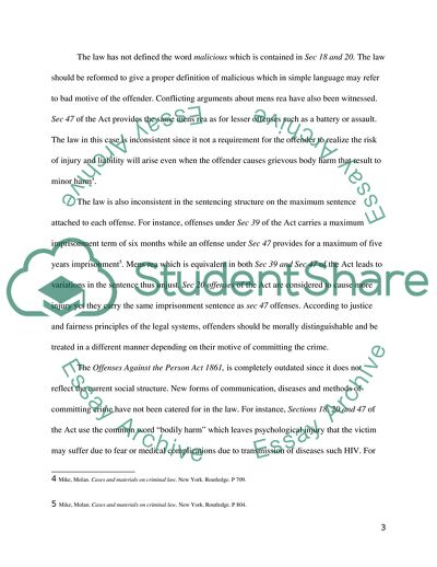 The Law Relating to Non-fatal Offenses against the Person