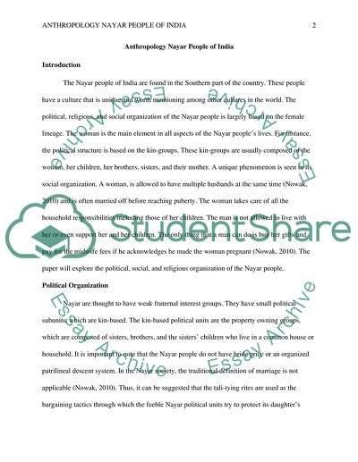 Anthropology Nayar People of India