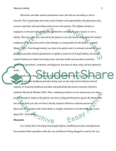 Medical Liability of Healthcare Providers