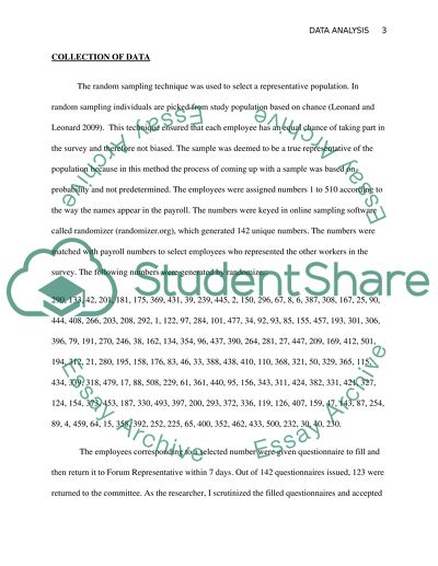 DATA ANALYSIS PORTFOLIO OF WORK - Working Party Forum Questionnaire Canteen and Staff shop