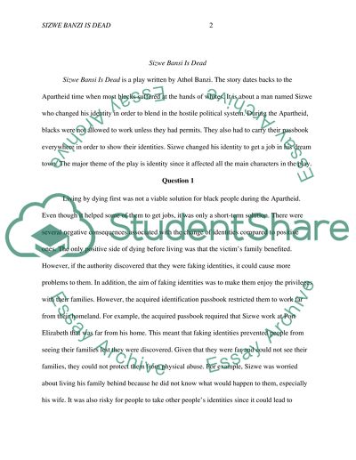 Sizwe Bansi Is Dead by Athol Banzi