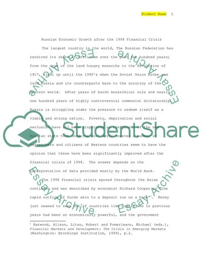 Russian Economic Growth since 1998
