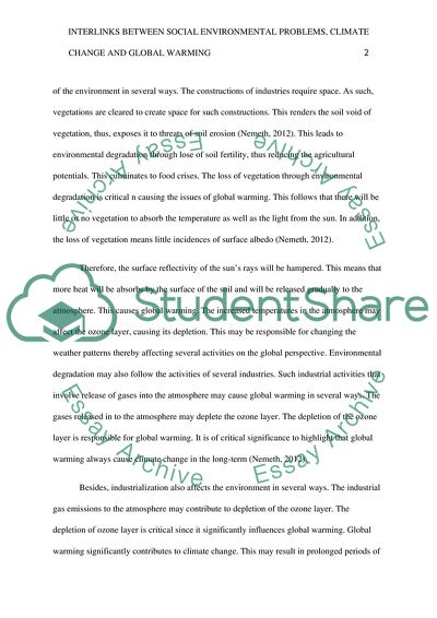 Environmental Problems, Climate Change and Global Warming