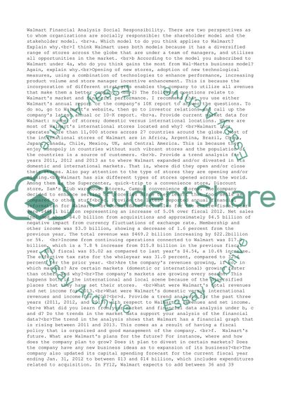 Socially Responsibility of a Walmart