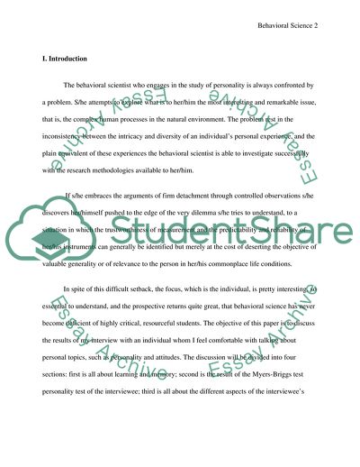 Behavioral Science - An Interview about Personality and Attitude