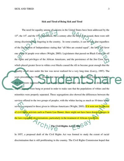 Sick and Tired of Being Sick and Tired