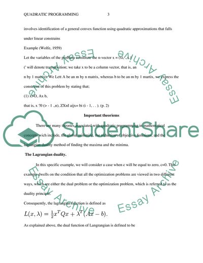 Calculation Method for Quadratic Programming