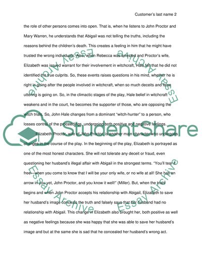 In the The Cruciblediscuss the change that occur with the character oh Jonh Hale and Elizabeth Proctor