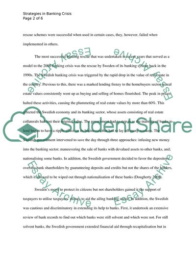 Strategies in Banking Crisis