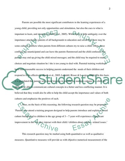Training for Mixed-Ethnicity Parents for Children Involvement in Cultures