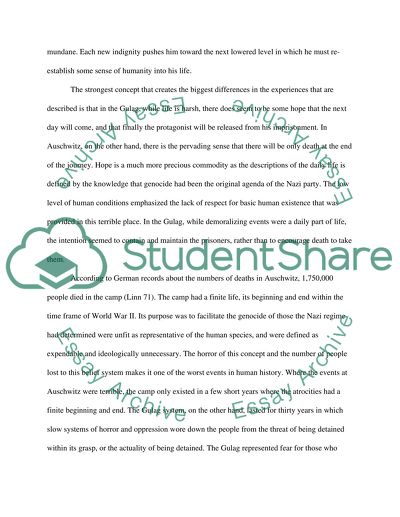 Life of a prisoner in the Soviet Gulag and Nazi Death Camp Systems