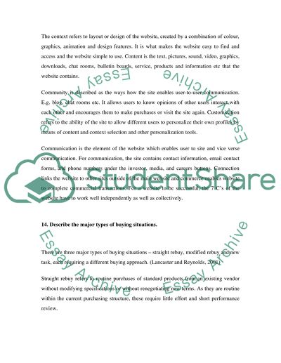 Questions about Marketing Concepts