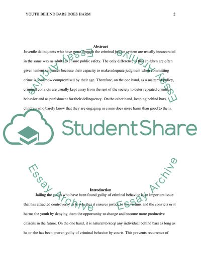 Youth behind Bars: Doing Justice or Doing Harm