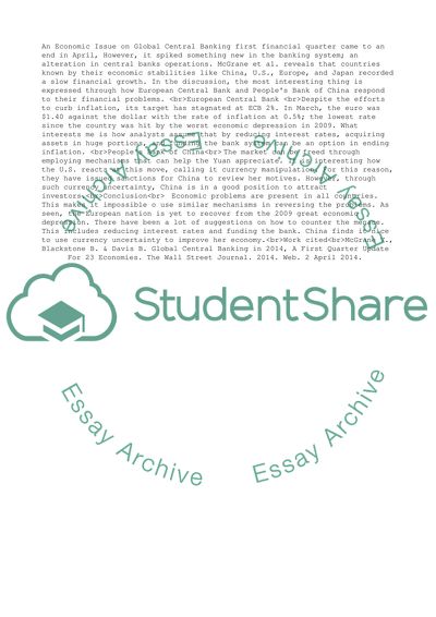 An Economic Issue on Global Central Banking