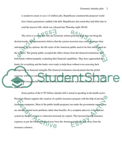 $787 Billion Economic Stimulus Plan