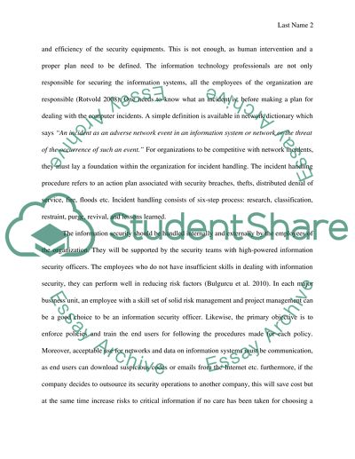 The Information Security Officer in a Well-Defined Process